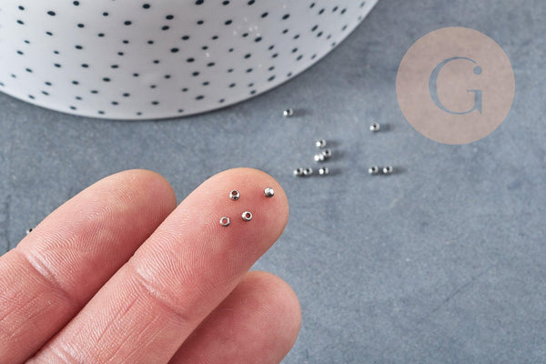 Perle intercalaire ronde acier inoxydable 304 platine 2mm, x100 (G8848)