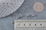 Perle intercalaire ronde acier inoxydable platine 4mm, x100 (G8828)