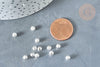Perle intercalaire ronde laiton argenté sablée 4mm , perle argentée texturée pour création bijoux, x20 (G8002)