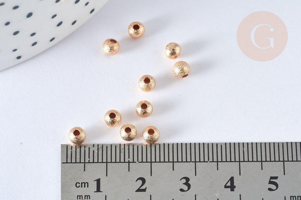 Perle intercalaire ronde laiton doré sablée 4mm, x10 (G4079)