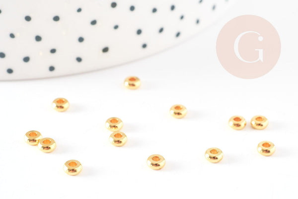 Perle intercalaire rondelle laiton doré 4mm, x 10 20 50 100 (G3141)