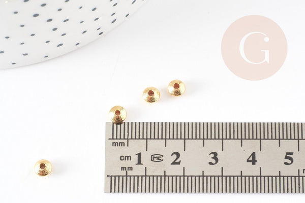 Perle intercalaire rondelle laiton doré sablé 5mm, x20 (G3404)