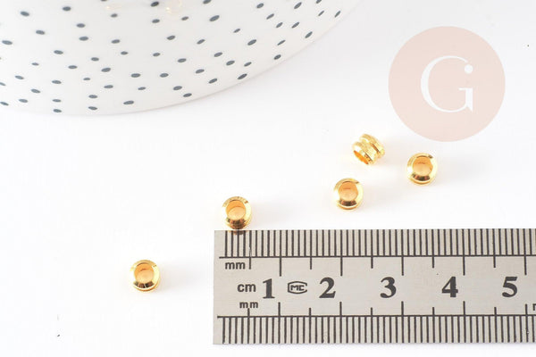 Perle intercalaire tube laiton doré 5x4mm, x10 ou 20 ou 50 ou 100 (G6610)