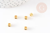 Perle intercalaire tube laiton doré 5x4mm, x10 ou 20 ou 50 ou 100 (G6610)