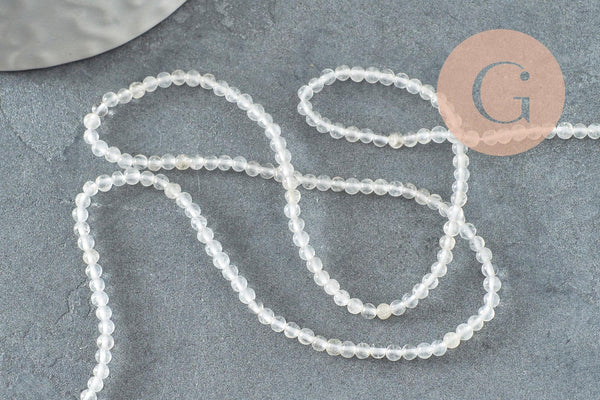 Perle jade blanche, fourniture créative, jade naturelle,jade,2mm,fil de 40 cm, x1 (G3101)