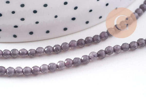 Perle jade gris,perle jade,pierre naturelle,jade naturel, pierre, facette, jade, 4mm,fil de 38cm (G1124)