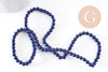 Perle jade naturel teinté bleu foncé 4mm, x1 fil de 40 cm (G4100)