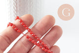 Perle jade rouge vif ,pierre naturelle,jade naturel, perle facette,jade,4mm,fil de 37 cm (G0887)