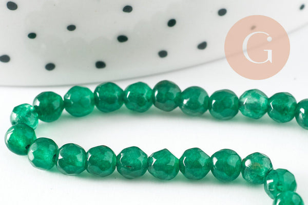 Perle jade vert foncé, perle jade, pierre naturelle, perle facette, 4mm, fil de 37cm, x1 (G2926)