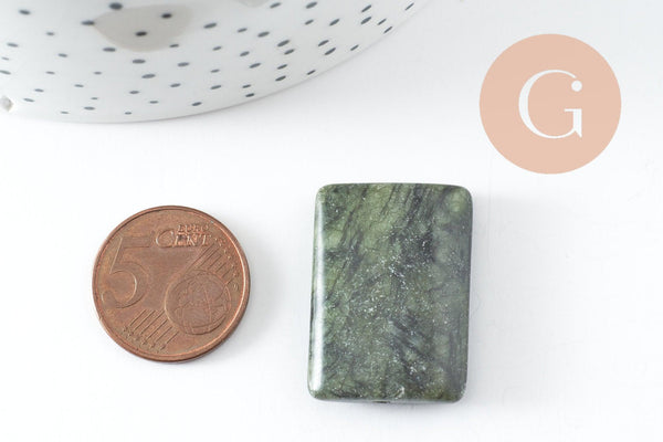 Perle jade vert oliver rectangle, fourniture créative, perles gémétrique,jade vert,pierre naturelle, perles pierre,35mm, x2 G0568