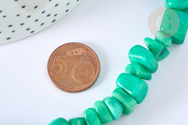 Perle jade vert teinté nugget 8-18mm, pierre naturelle pour bijoux DIY, le fil de 83cm (G7069)