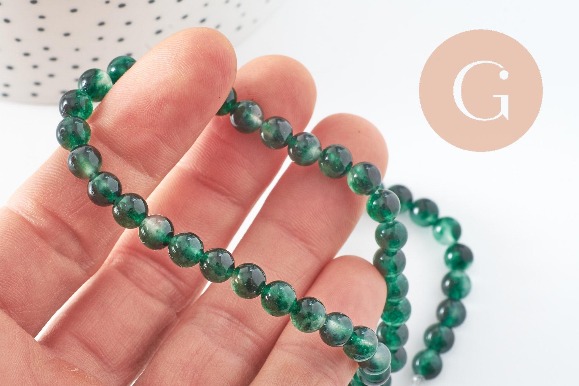 Perle jade vert,perles rondes,perle jade,jade naturel, jade vert,pierre naturelle, 6mm, le fil de 60 perles, x1(G1785)