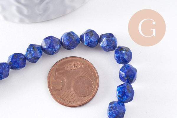 Perle jaspe sésame kiwi bleu, perle hexagonale jaspe tacheté en pierre naturelle,8mm, le fil de 40 cm (G4505)