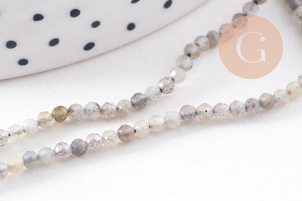 Perle labradorite ronde facette,bijou pierre naturelle,labradorite naturelel,pierre naturelle,perles pierre,2mm, fil de 200, x1 (G3100)