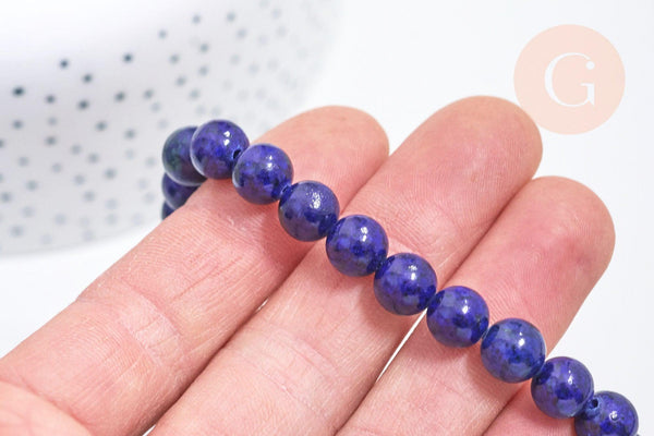 Perle lapis lazuli ronde 8mm,lapis bleu,pierre naturelle, perles pierre,lapis naturel,le fil de 20 cm (G5747)