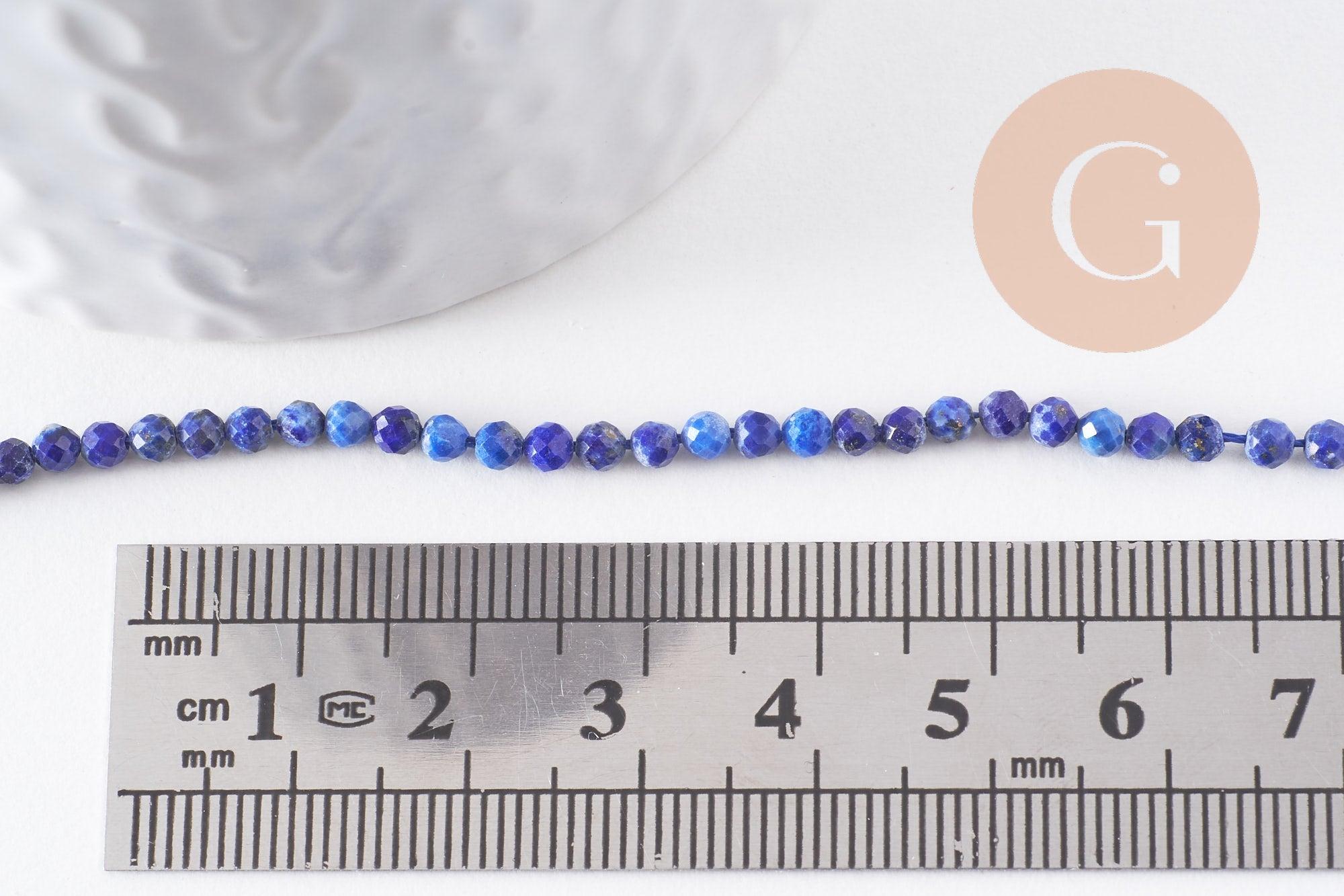 Perle lapis lazuli ronde facett,bijou pierre naturelle,lapis lazuli naturel,pierre naturelle, pierre,3mm,le fil de 39 cm (G3877)