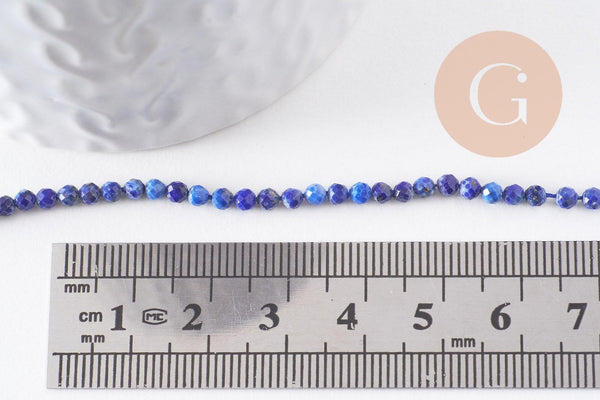 Perle lapis lazuli ronde facett,bijou pierre naturelle,lapis lazuli naturel,pierre naturelle, pierre,3mm,le fil de 39 cm (G3877)