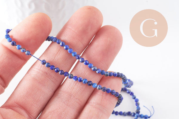 Perle lapis lazuli ronde facett,bijou pierre naturelle,lapis lazuli naturel,pierre naturelle, pierre,3mm,le fil de 39 cm (G3877)