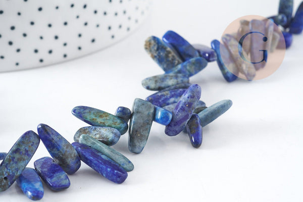 Perle longue lapis Lazulis naturel 13-25mm, (G3441)