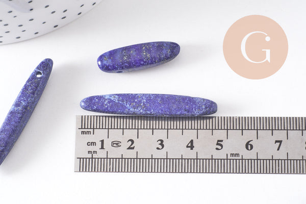 Perle longue lapis Lazulis, pierre naturelle,lapis naturel, pierre rectangle, x5 (G2711)