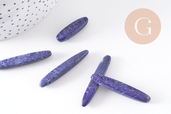 Perle longue lapis Lazulis, pierre naturelle,lapis naturel, pierre rectangle, x5 (G2711)