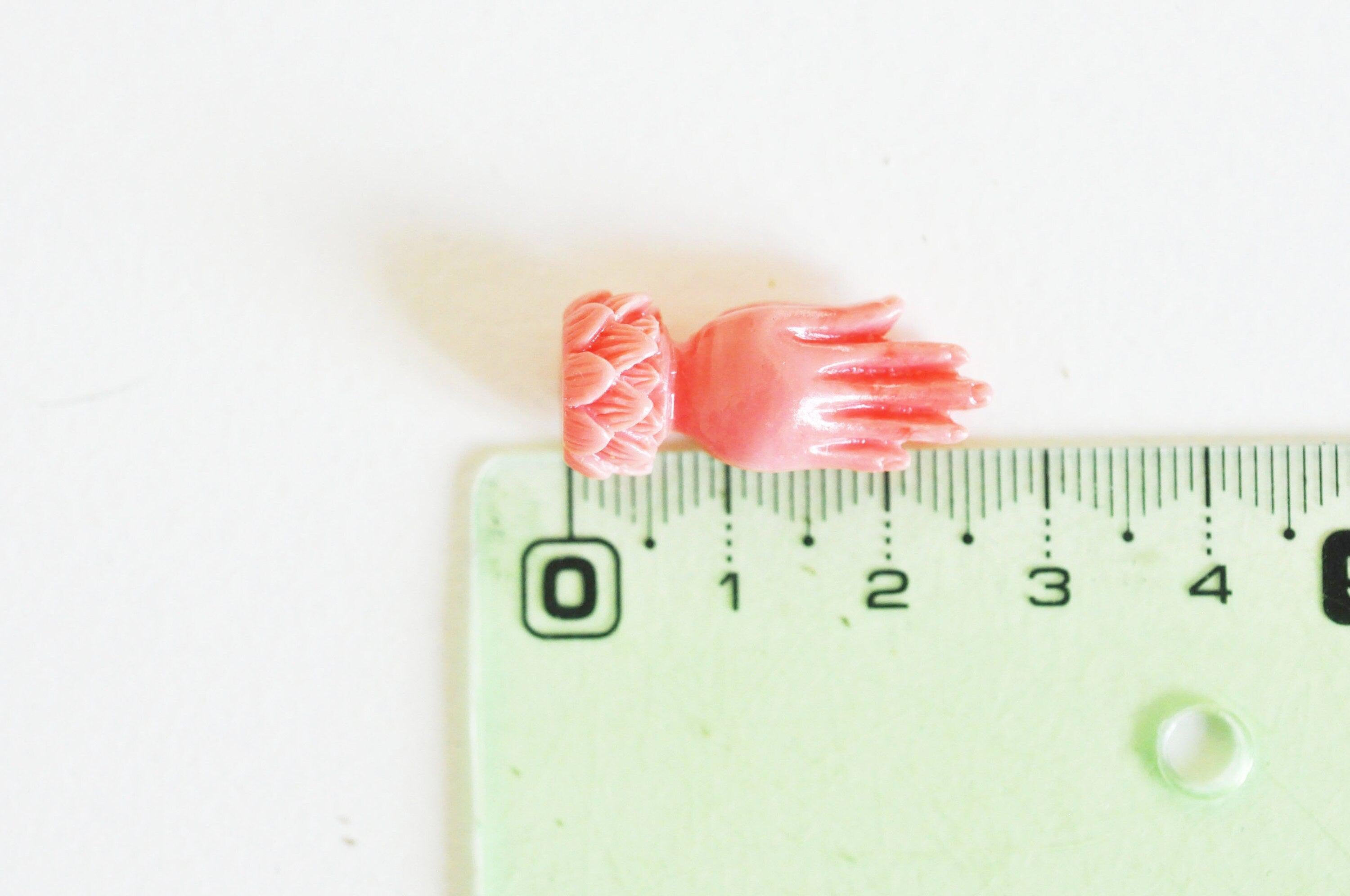 Perle main résine rose imitation corail 26.5mm, x2 (G3854)