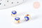 Perle mauvais œil doré émail bleu foncé laiton doré 5,5mm,chance, bijou mauvais oeil, x10 G7118