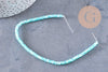 Perle nacre naturelle heishi bleu turquoise pastel,tube coquillage coloré,perle coquillage, 2x4mm, le fil x1 (G5411)
