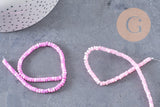perle nacre naturelle heishi violet ,tube coquillage coloré, perle coquillage, 2x4mm, x1 le fil, (G4981)