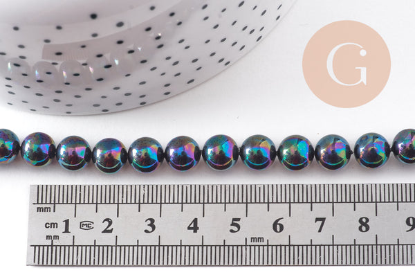 Perle nacre naturelle noire 8mm eau douce, le fil de 40cm x1 (G10912)