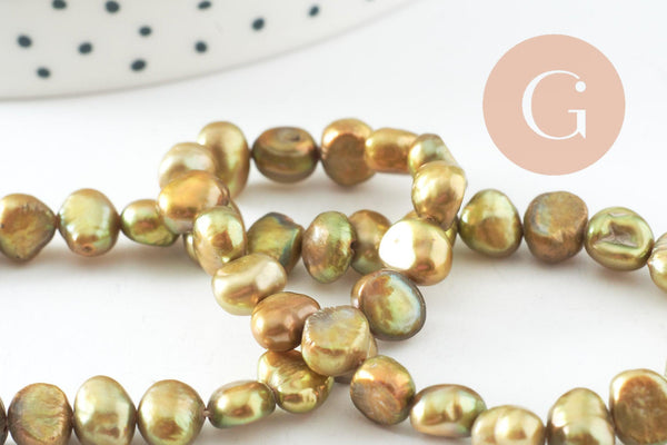 Perle naturelle colorée, perle polie,perle patate,perle percée de culture, perle eau douce, 6-7mm, le fil, X1(G0136)