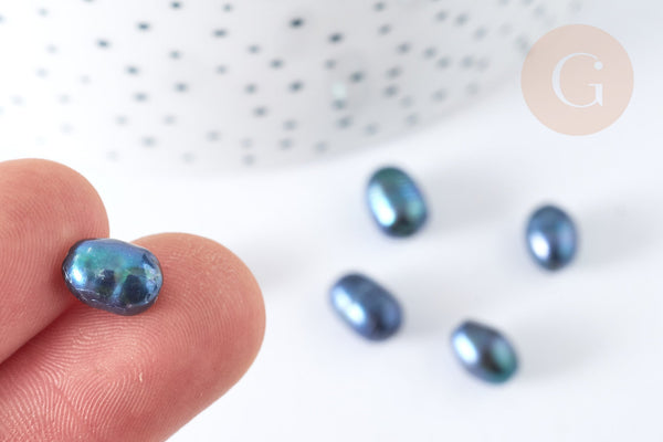 Perle naturelle eau douce noire semi-percée 7~10mm, x1 (G7587)