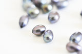 Perle naturelle noire, perle percée de culture, perle d'eau douce,7mm, x1 (G0348)