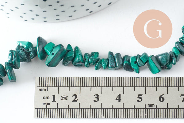 Perle nugget malachite naturelle 5-14mm, fil de 85cm x1 (G3524)