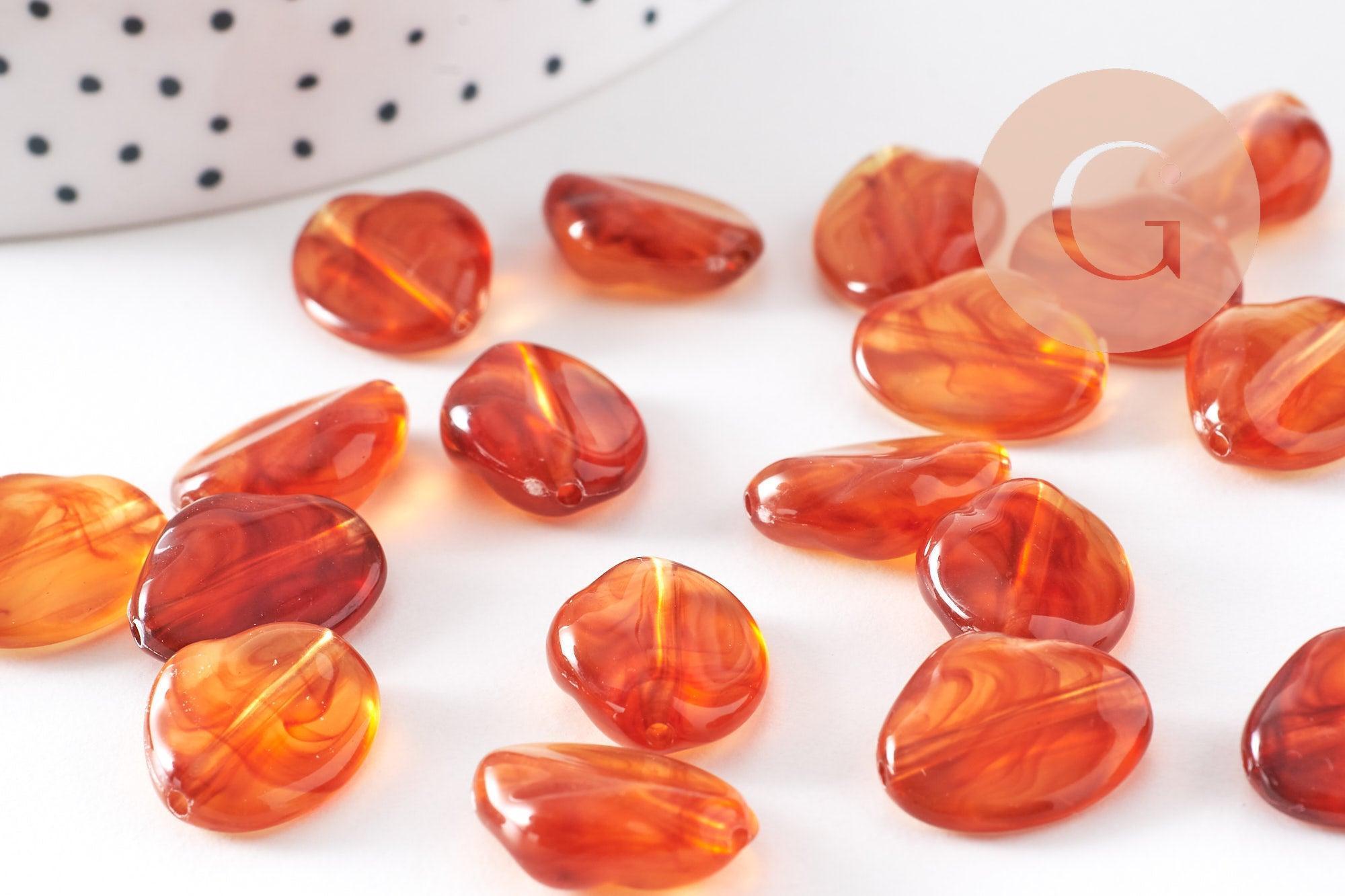 Perle nuggets acrylique imitation ambre 17mm, x2 (G10484)