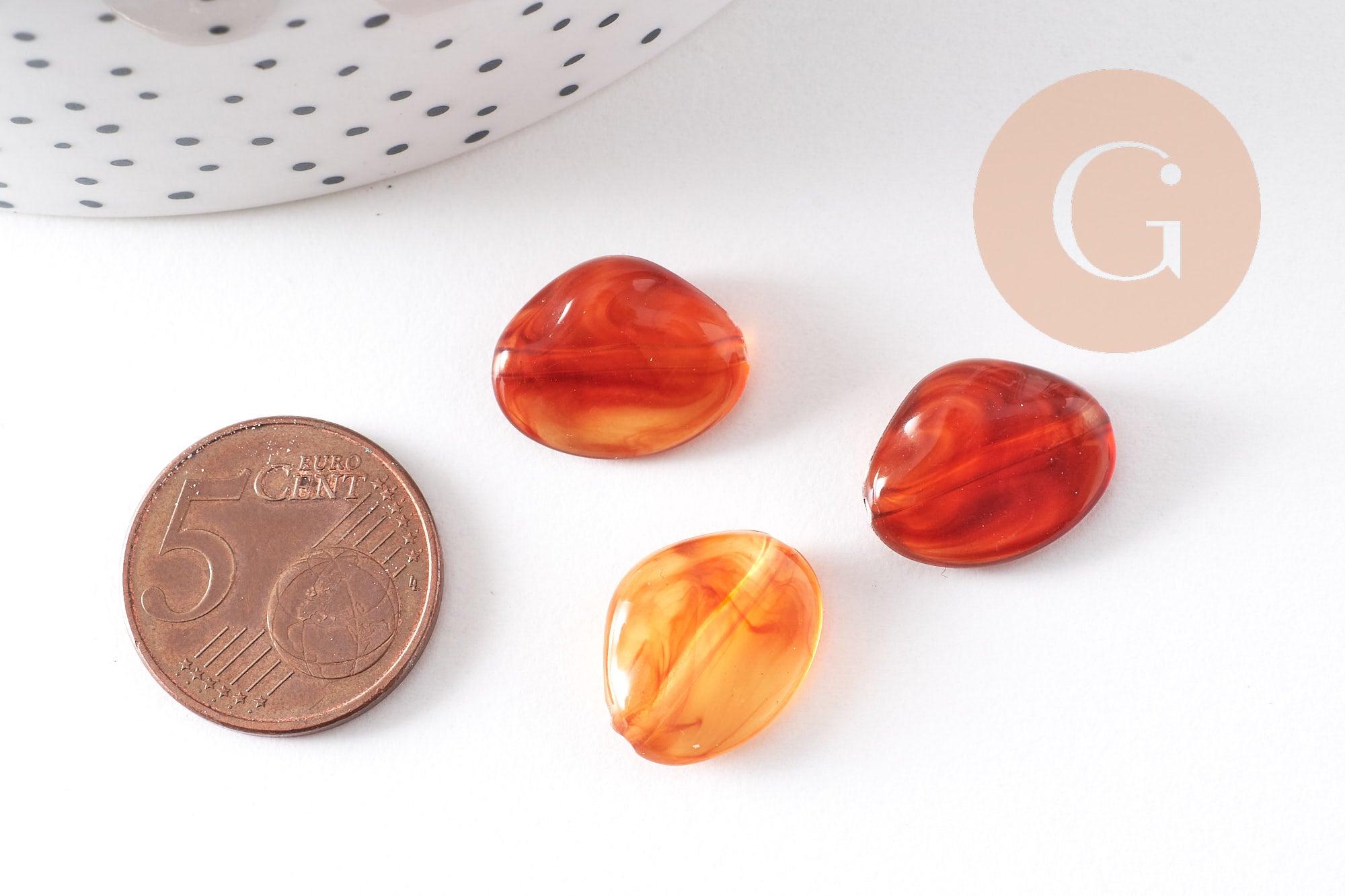 Perle nuggets acrylique imitation ambre 17mm, x2 (G10484)