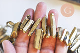 Perle nuggets quartz naturel teintée dorée 15-58mm,perle quartz naturel, perle pierre, x10 pierres G6212