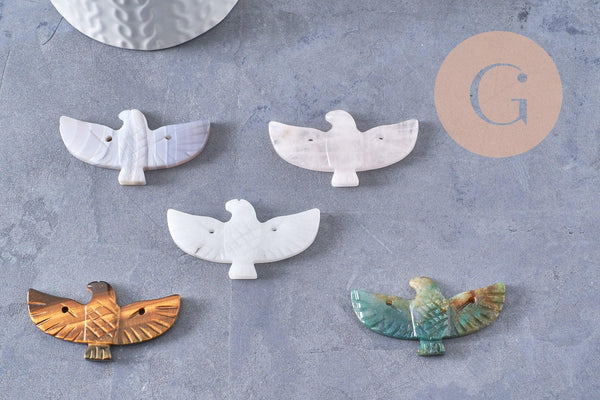 Perle oiseau aigle pierre naturelle 40mm, x1 (G10332)