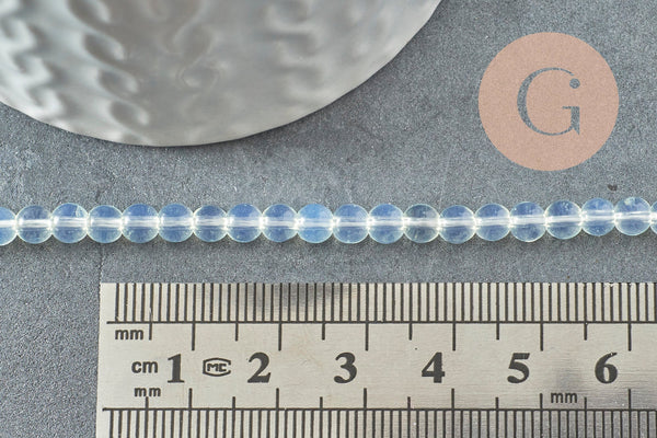 Perle opalite blanche ronde percée 4mm, 1x fil de 39.8cm (G8422)