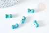 Perle osselet howlite turquoise,howlite naturelle, perle turquoise, perle pierre, 12mm, x5 (G3436)