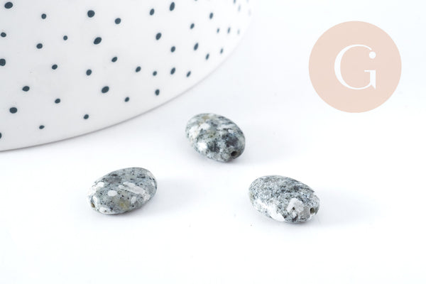 Perle ovale Yooperlite sodalite gris naturelle 19x9mm, x5 (G8279)