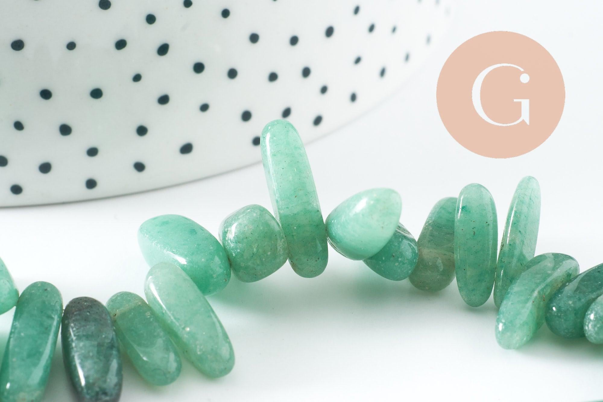 Perle ovale aventurine,pierre précieuse,pierre naturelle,pierre roulée,13-22mm,fil de 39cm, X1 (G1258)