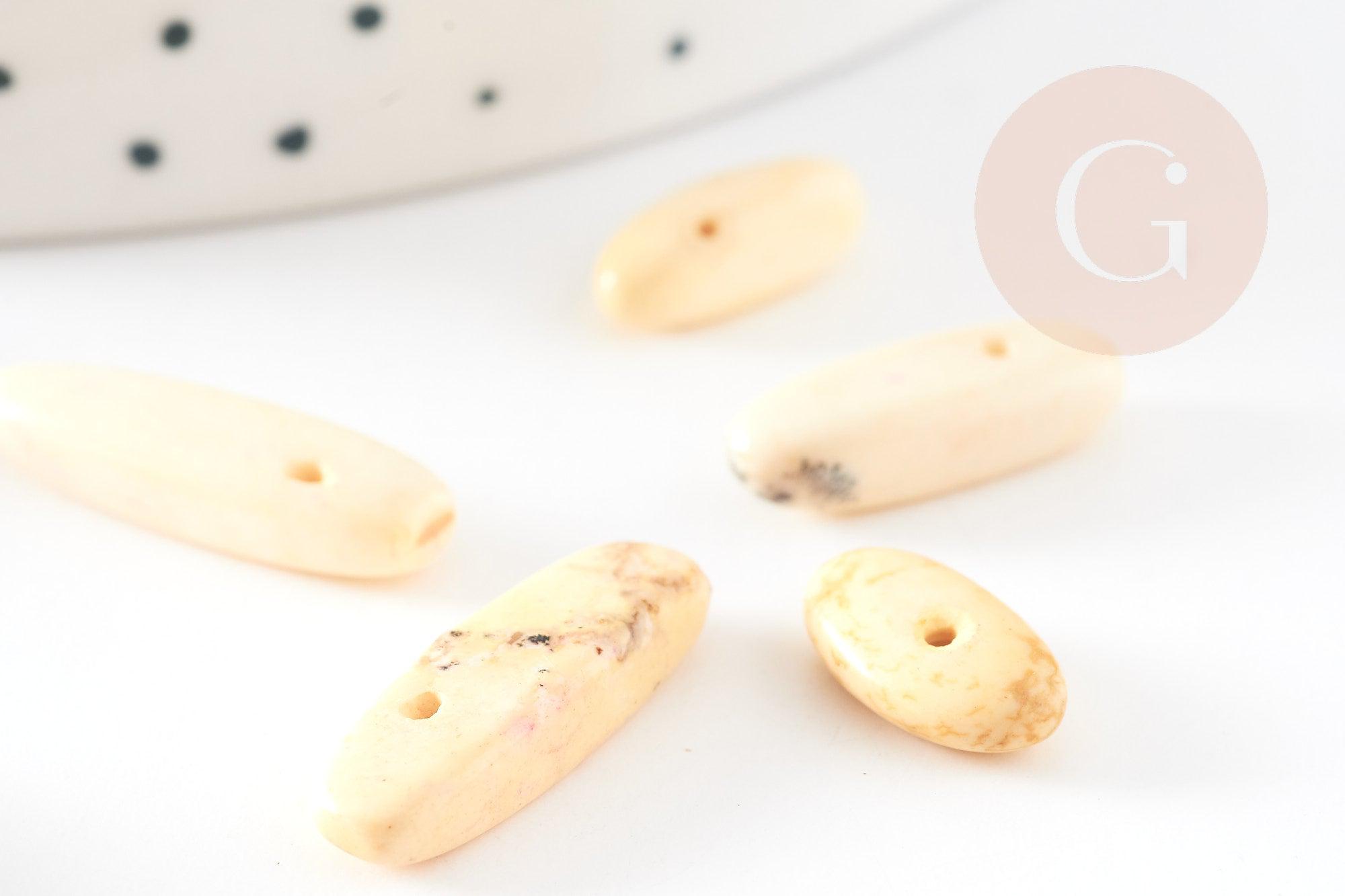 Perle ovale chips howlitejaune clair, pierre howlite naturelle, pierre,perle pierre,11-19mm, x20 perles, G4416