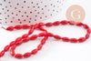 Perle ovale corail rouge,perles corail ,grain de riz,corail rouge,corail naturel, fil 40cm, x1 (G0993)