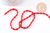 Perle ovale corail rouge,perles corail ,grain de riz,corail rouge,corail naturel, fil 40cm, x1 (G0993)