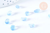 Perle ovale goutte verre imitation jade bleu clair 8.5mm, x10 Perles (G7294)
