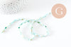 Perle ovale nacre naturel teintée turquoise 9.5mm,perles coquillage grain de riz, fil de 38cm, x1 (G9692)