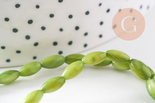 Perle ovale nacre, perles coquillage,grain de riz,coquillage naturel,fil 50 perles (G0982)