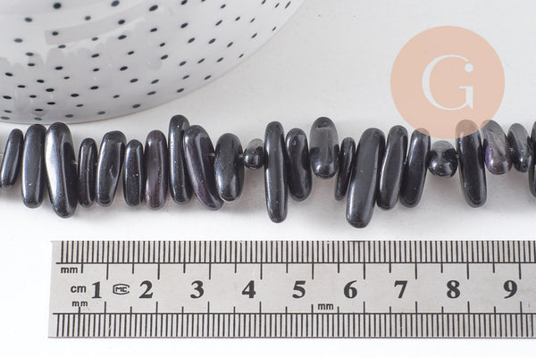Perle ovale pierre noire, pierre précieuse, pierre naturelle, pierre roulée,13-22mm, x1 (G1477)