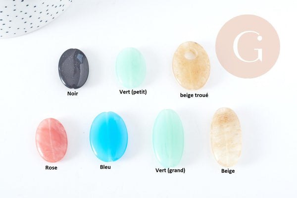 Perle ovale verre multicolore 24-40mm, création bijoux faits main x1 (G9696)